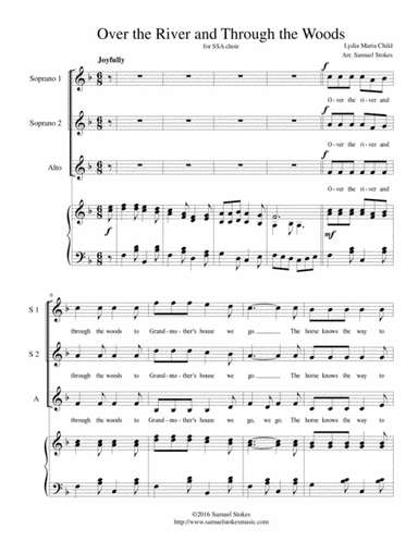 Over the River and Through the Woods - for SSA choir with piano accompaniment (arr. Samuel Stokes)