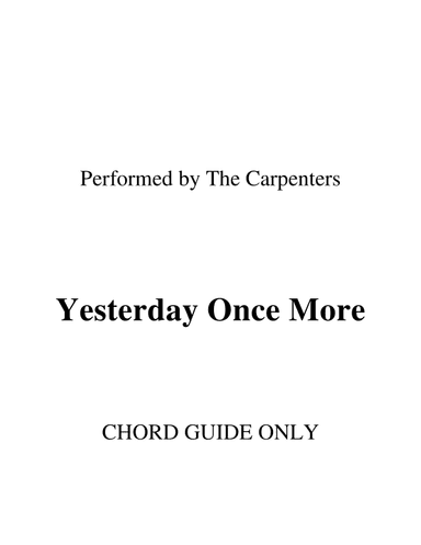Yesterday Once More (arr. RWM)