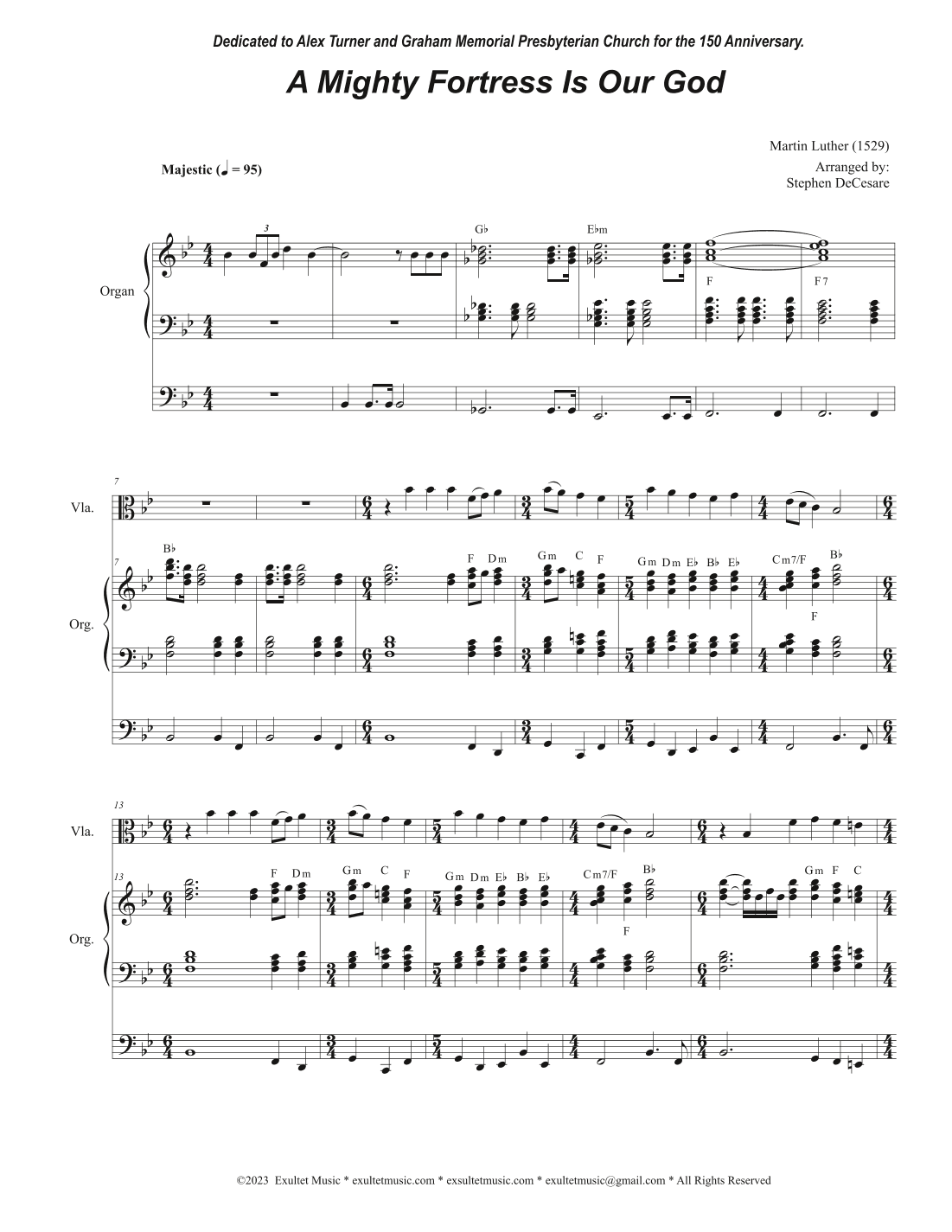 A Mighty Fortress Is Our God (Viola solo and Organ) (arr. Stephen DeCesare)
