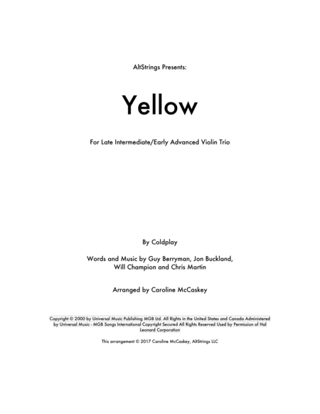 Yellow (arr. Caroline McCaskey)