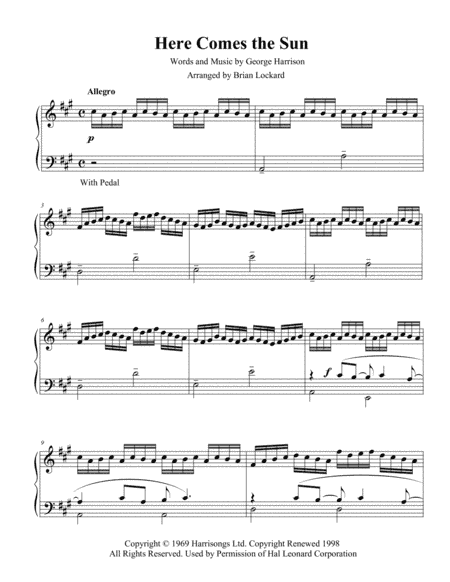 Here Comes The Sun (arr. Brian Lockard)