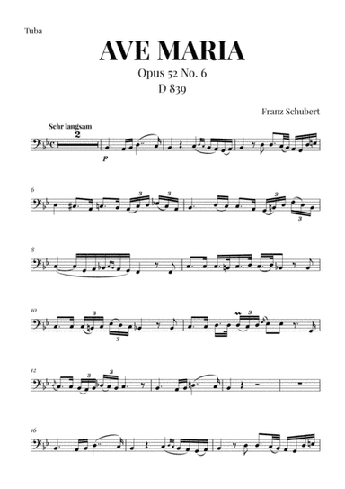 Ave Maria (Schubert) for Tuba (arr. Cadenza Editions)