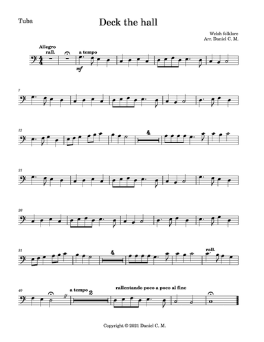 Deck the hall for tuba and piano (arr. Daniel C. M.)