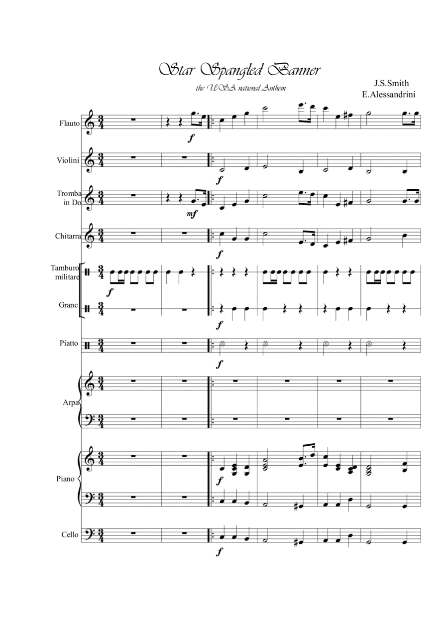 Star spangled banner. USA anthem (arr. Ester Alessandrini)