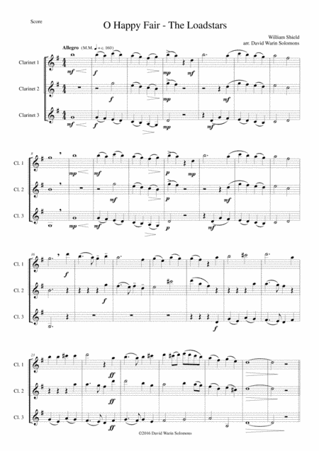 O happy fair - The Loadstars for clarinet trio (arr. David Warin Solomons)