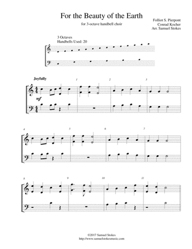 For the Beauty of the Earth - for 3-octave handbell choir (arr. Samuel Stokes)