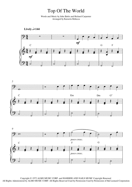 Top Of The World (arr. Kaiserin Rebecca)
