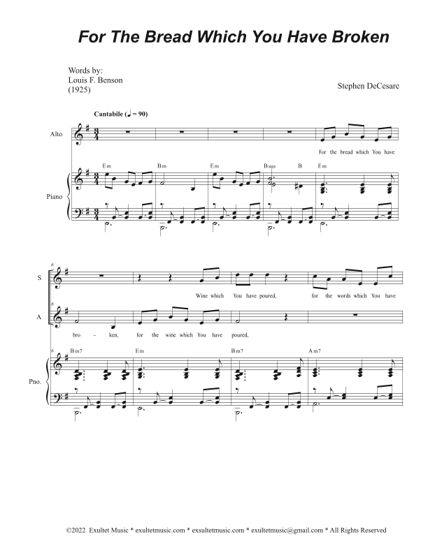 For The Bread Which You Have Broken (Duet for Soprano and Alto solo)