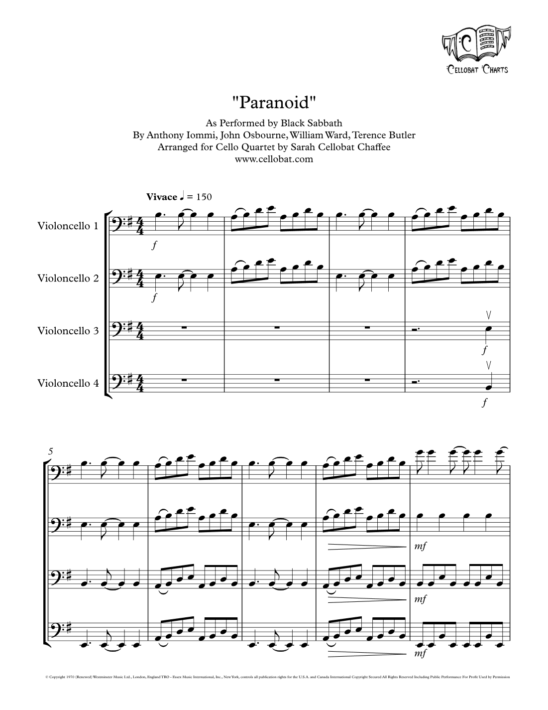 Paranoid (arr. Sarah Cellobat Chaffee)