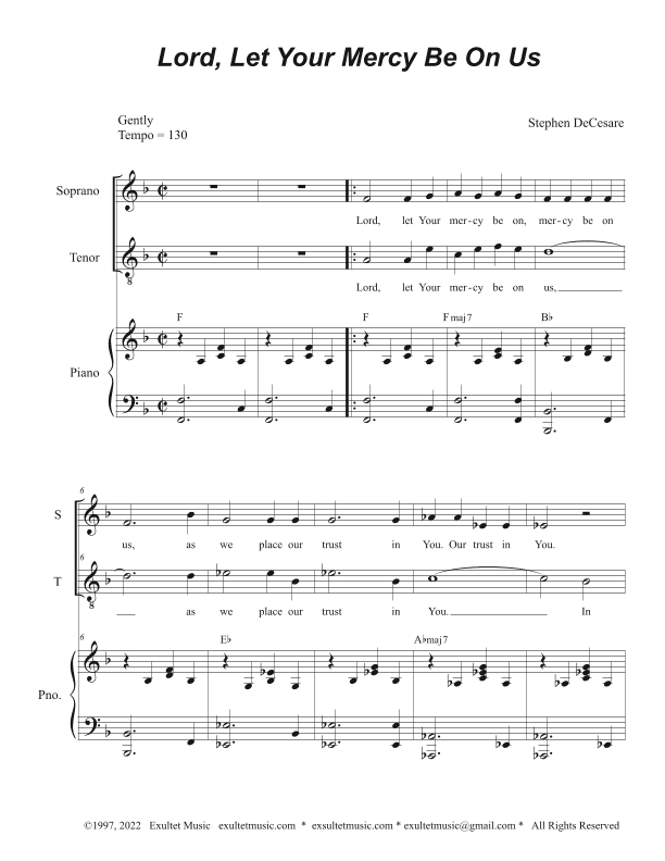 Lord, Let Your Mercy Be On Us (2-part choir - (Soprano and Tenor)
