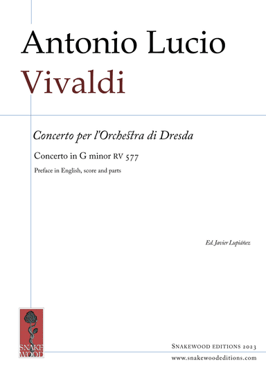 Concerto per l'Orchestra di Dresda in G minor RV 577 (arr. Snakewood Editions)