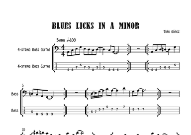 Licks A Minor Blues for bass
