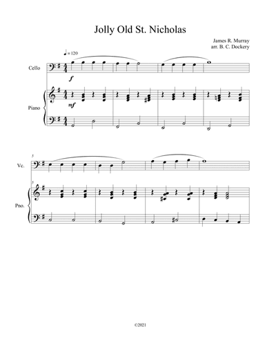 Jolly Old St. Nicholas (Cello Solo with Piano Accompaniment) (arr. B. C. Dockery)