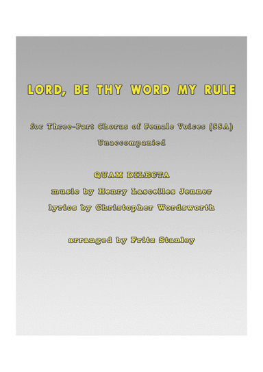 Lord, Be Thy Word My Rule - SSA A Cappella (arr. Fritz Stanley)