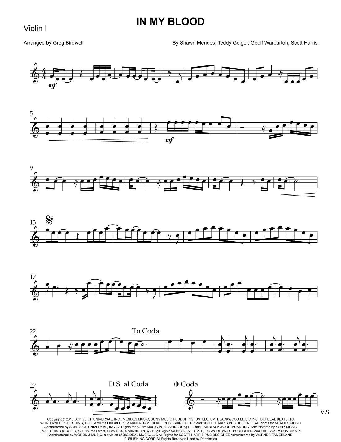 In My Blood (arr. Greg Birdwell)