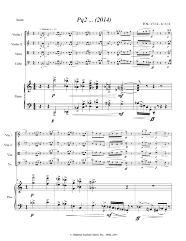 Pq2 ... (2014) for piano and string quartet, piano part