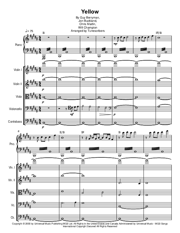 Yellow (arr. Tunescribers)