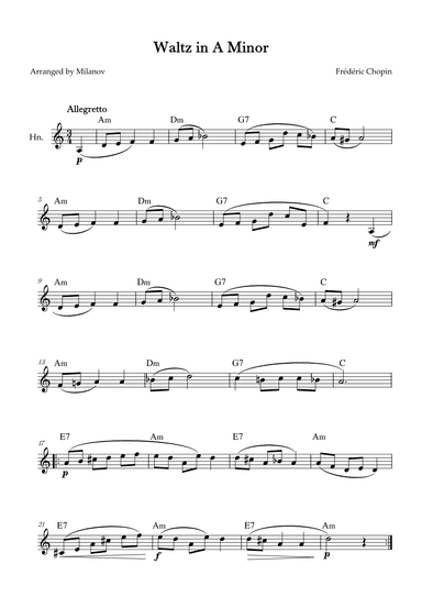 Waltz in A Minor | B. 150, Op. Posth. | Chopin | French Horn | Chords (arr. Milanov)