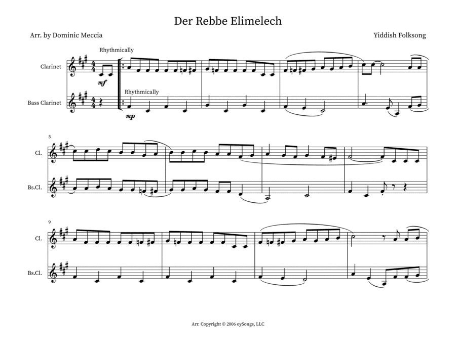 Der Rebbe Elimelech (the Rebbe Elimelech) (arr. Dominic Meccia)
