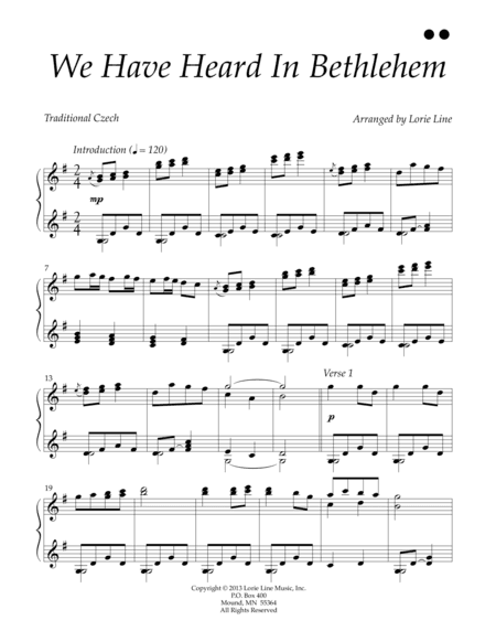 We Have Heard In Bethlehem (arr. Lorie Line)