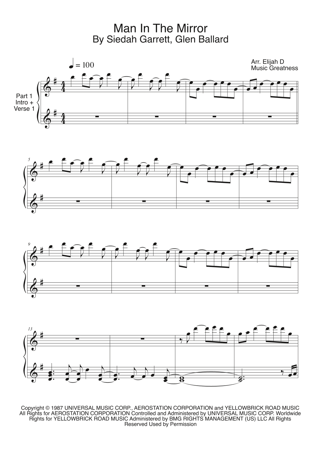 Man In The Mirror (arr. Music Greatness)