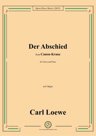 Loewe-Der Abschied,in E Major (arr. OSM Press)