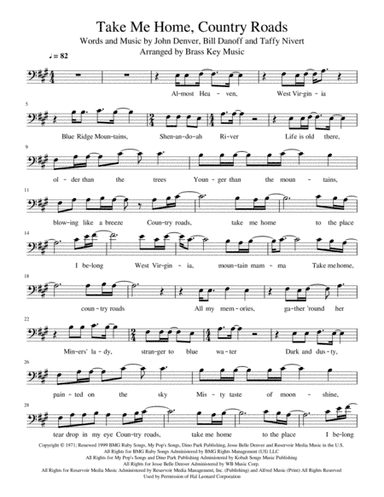 Take Me Home, Country Roads (arr. Brass Key Music)