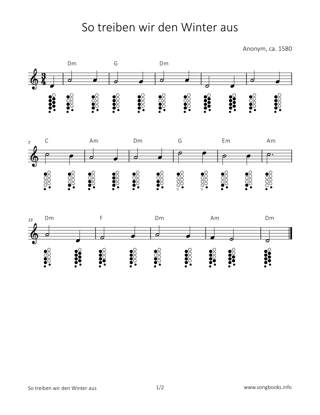 So treiben wir den Winter aus (arr. songbooks.info)