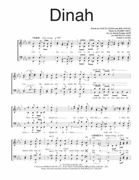 Dinah (arr. David Wright)