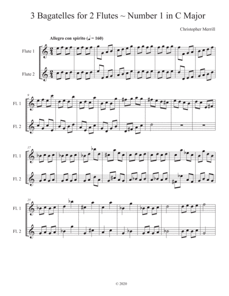 3 Bagatelles for 2 Flutes ~ Number 1 in C Major