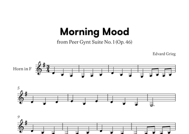Edvard Grieg - Peer Gynt Suite Morning Mood (for French Horn Solo) (arr. Cadenza Editions)
