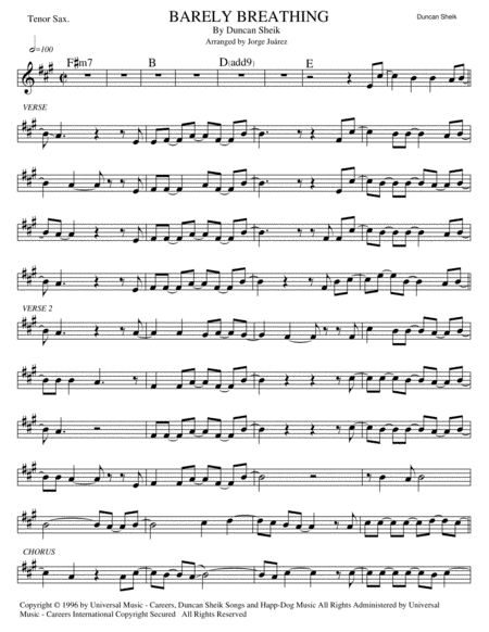 Barely Breathing (arr. Jorge Juárez)