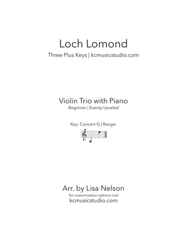 Loch Lomond - Violin Trio with Piano Accompaniment (arr. Lisa Nelson)