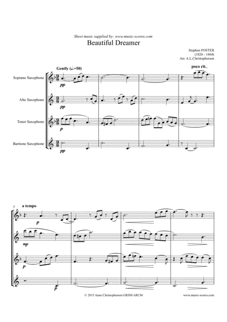 Beautiful Dreamer - Sax Quartet (arr. Anne L Christopherson GRSM ARCM)