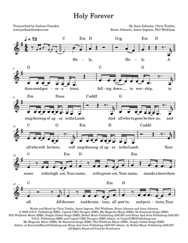 Holy Forever (arr. Joshua Chandra)