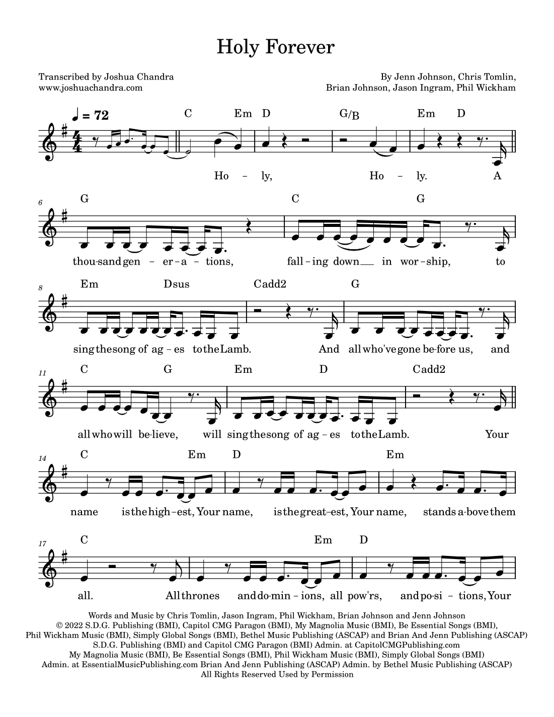 Holy Forever (arr. Joshua Chandra)