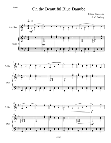The Blue Danube (Alto Sax Solo with Piano Accompaniment) (arr. B. C. Dockery)
