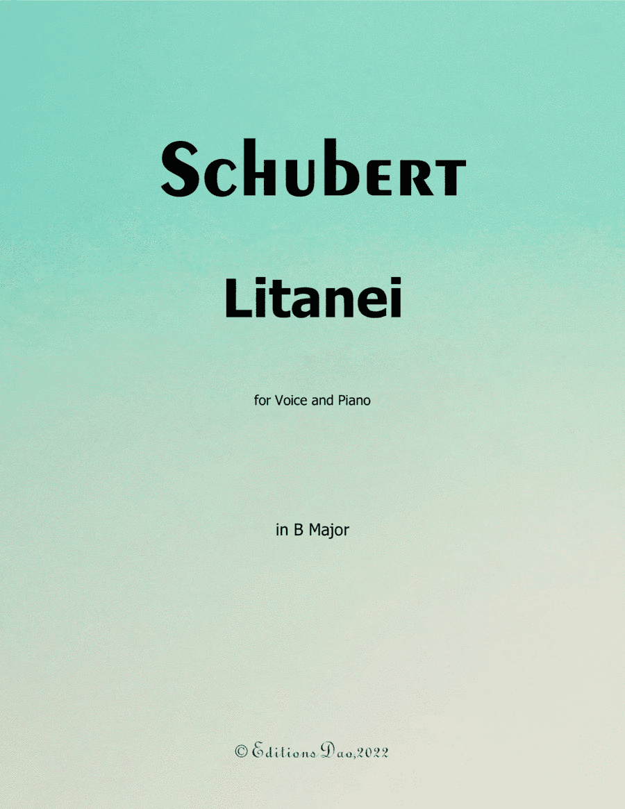 Litanei, by Schubert, in B Major (arr. Editions Dao)