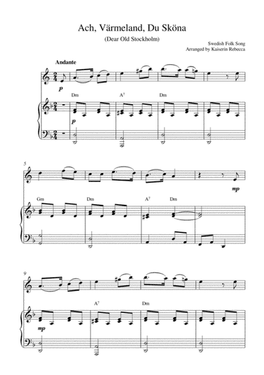 Ach, Värmeland, Du Sköna (Dear Old Stockholm) (for English horn solo and piano accompaniment) (arr. Kaiserin Rebecca)