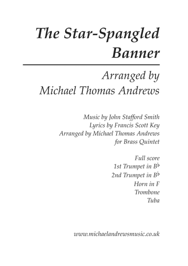 The Star-Spangled Banner (for Brass Quintet) (arr. Michael Thomas Andrews)