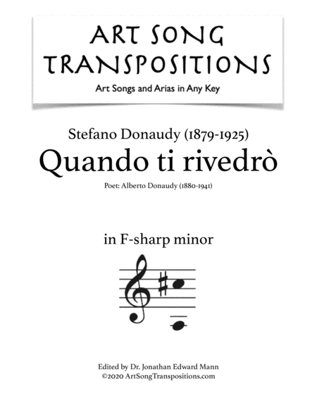 DONAUDY: Quando ti rivedrò (transposed to F-sharp minor) (arr. ArtSongTranspositions.com)