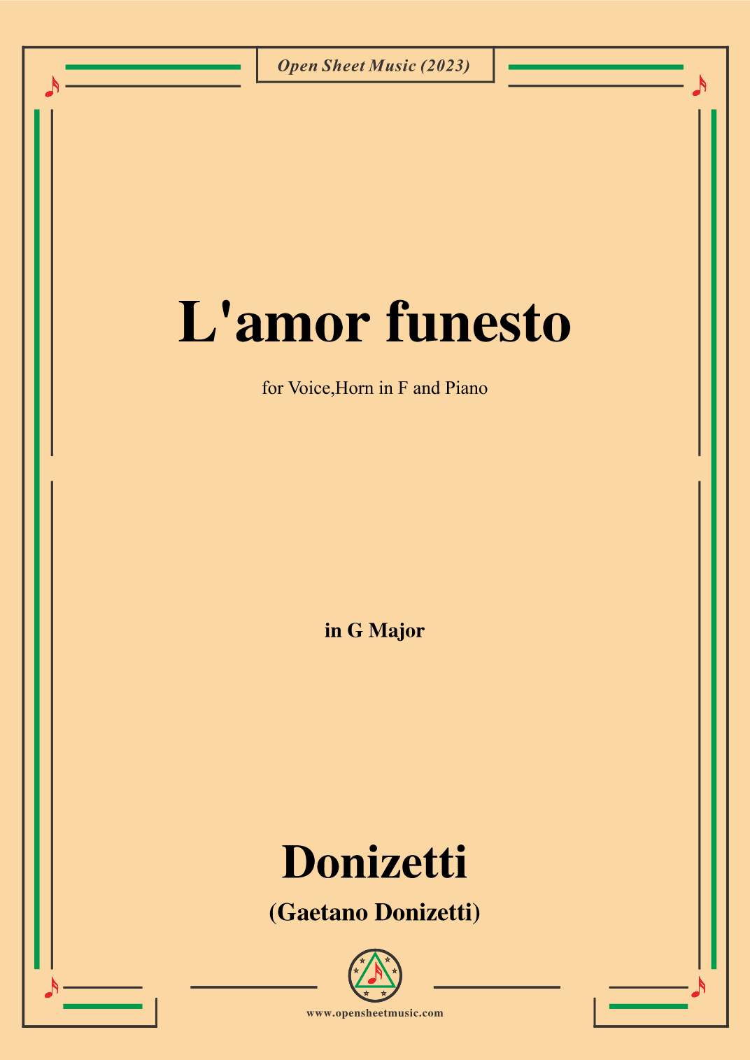Donizetti-L'amor funesto,for Voice,Horn in F and Piano (arr. OSM Press)