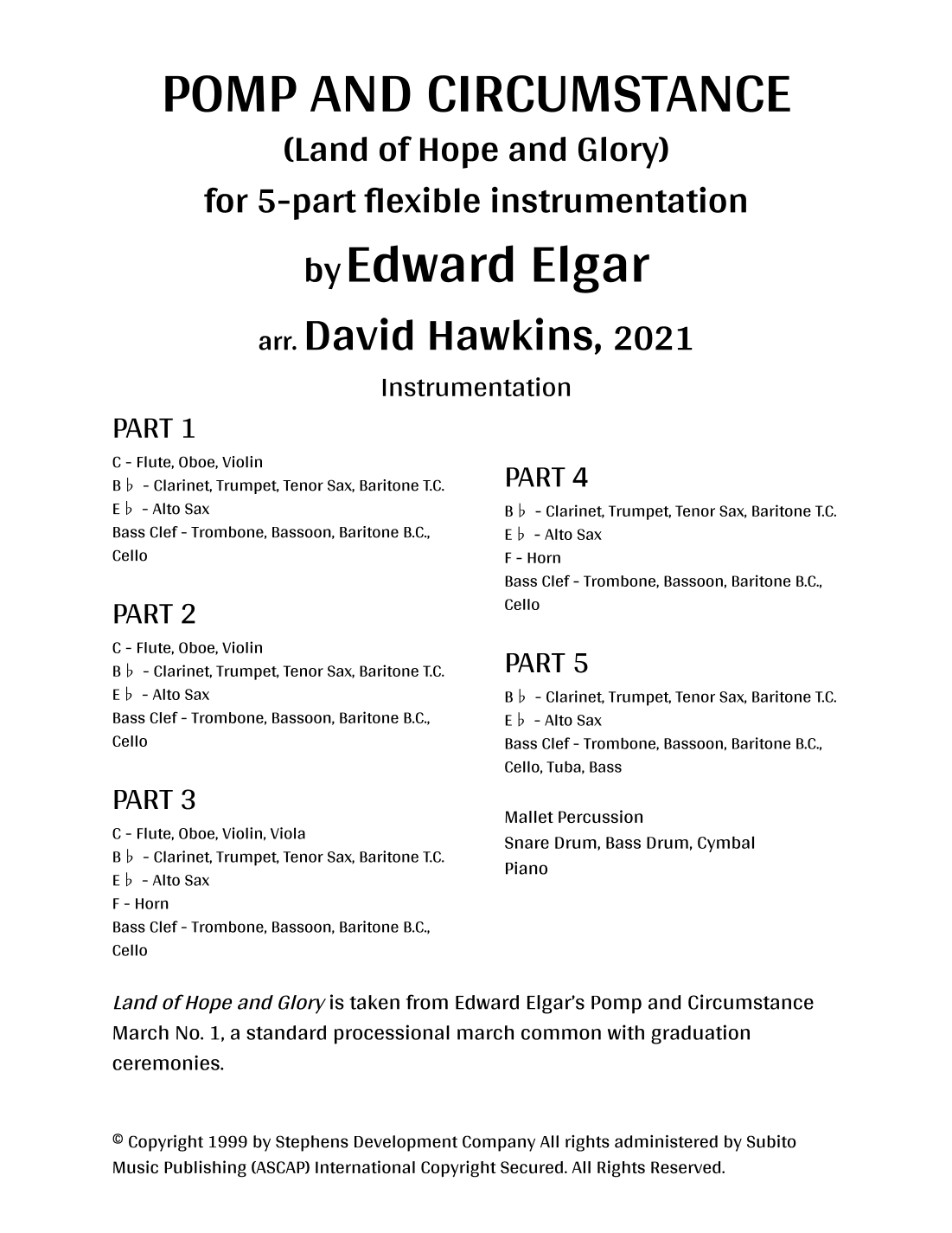 Pomp And Circumstance No. 1 (arr. David Hawkins)