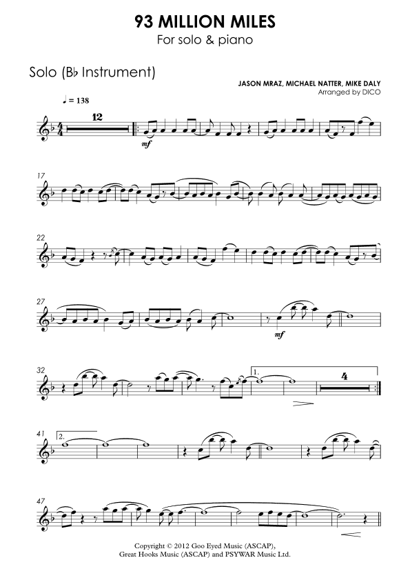 93 Million Miles (arr. Dico)
