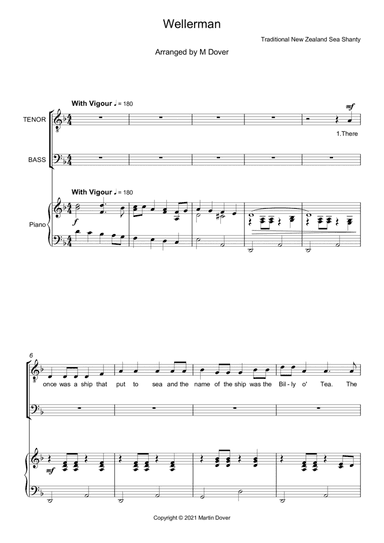 Wellerman - Sea Shanty - Two part choir - TB - Lower Voices (arr. Martin Dover)