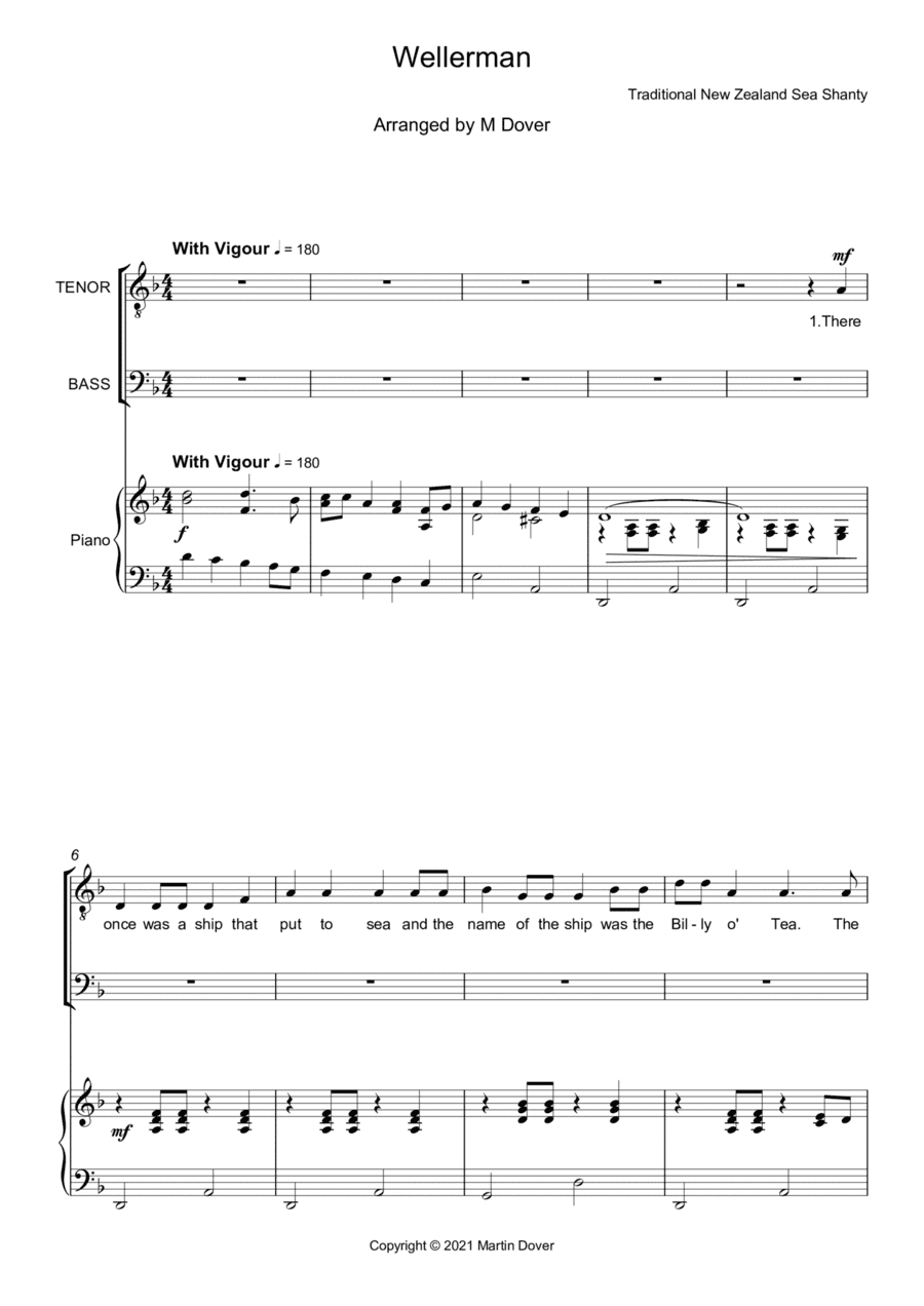 Wellerman - Sea Shanty - Two part choir - TB - Lower Voices (arr. Martin Dover)