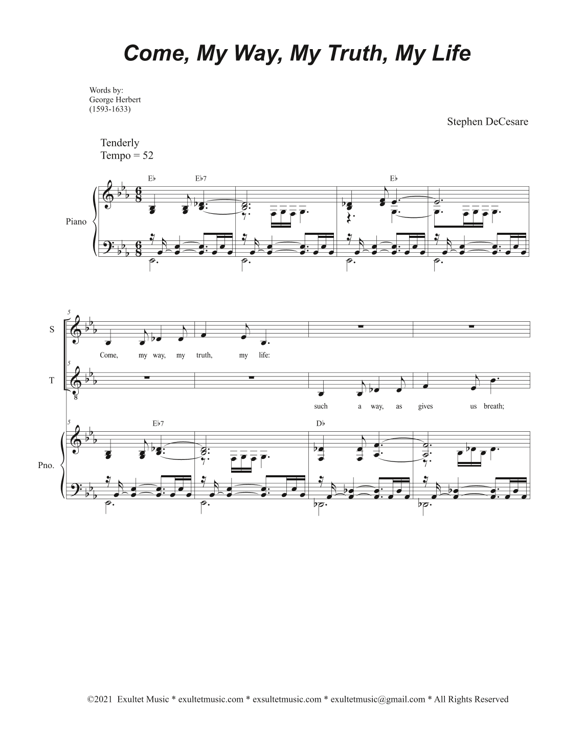 Come, My Way, My Truth, My Life (The Call) (2-part choir - (Soprano and Tenor)