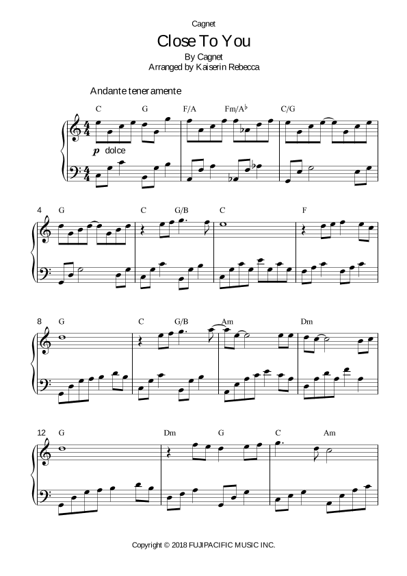 Close To You (arr. Kaiserin Rebecca)
