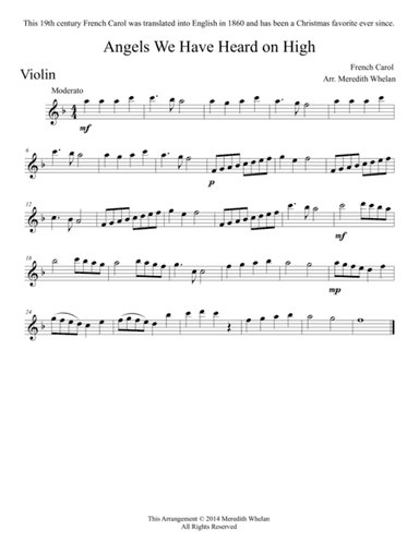 Christmas Duets for Violin & Piano:  Angels We Have Heard on High (arr. Meredith Whelan)