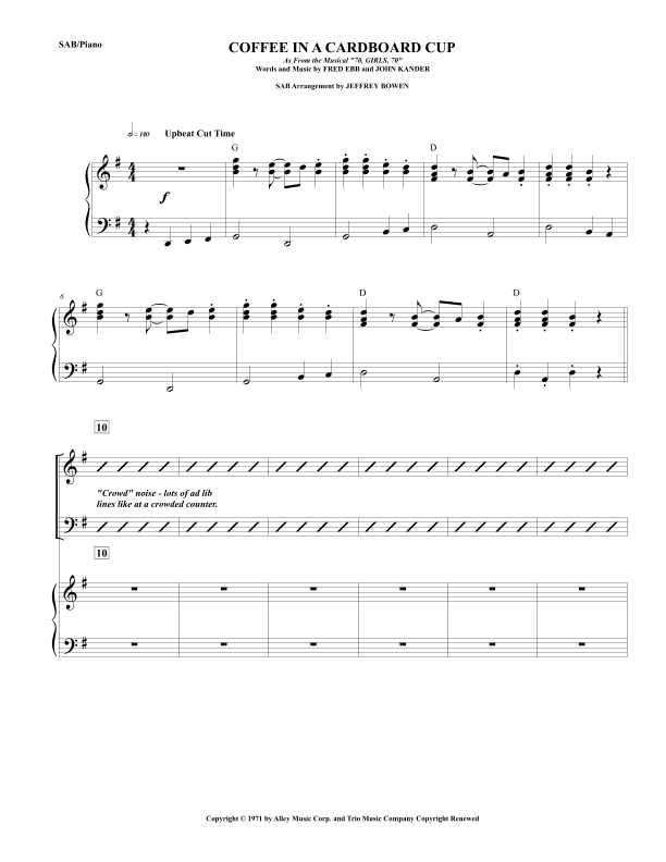 Coffee (in A Cardboard Cup) (arr. Jeffrey Bowen)